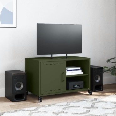 vidaXL Έπιπλο Τηλεόρασης Πράσινο Λαδί 68x39x43,5cm από Ατσάλι