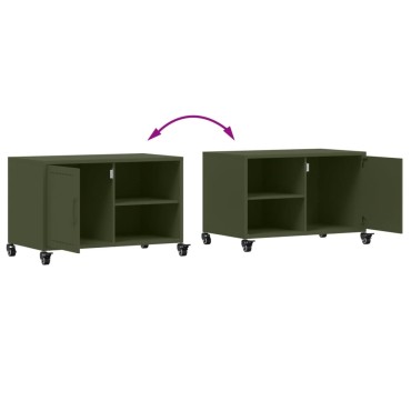 vidaXL Έπιπλο Τηλεόρασης Πράσινο Λαδί 68x39x43,5cm από Ατσάλι