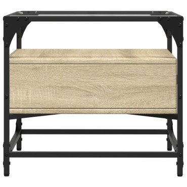 vidaXL Τραπεζάκι Σαλονιού Γυάλινη Επιφ. Sonoma Δρυς 50x50x45cm Ατσάλι 1 τεμ.