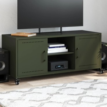 vidaXL Έπιπλο Τηλεόρασης Πράσινο Λαδί 100,5x39x43,5cm από Ατσάλι