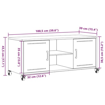vidaXL Έπιπλο Τηλεόρασης Πράσινο Λαδί 100,5x39x43,5cm από Ατσάλι