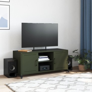vidaXL Έπιπλο Τηλεόρασης Πράσινο Λαδί 100,5x39x43,5cm από Ατσάλι