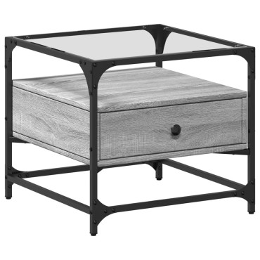 vidaXL Τραπεζάκι Σαλονιού Sonoma Γκρι 50x50x45cm με Γυάλινες Πόρτες 1 τεμ.