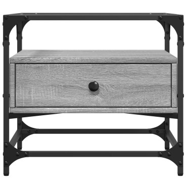vidaXL Τραπεζάκι Σαλονιού Sonoma Γκρι 50x50x45cm με Γυάλινες Πόρτες 1 τεμ.