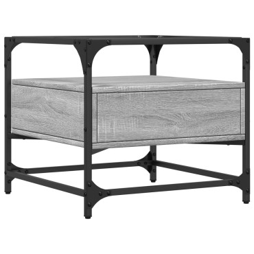 vidaXL Τραπεζάκι Σαλονιού Sonoma Γκρι 50x50x45cm με Γυάλινες Πόρτες 1 τεμ.