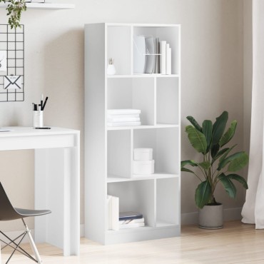 vidaXL Βιβλιοθήκη Λευκή 57x28,5x141cm από Επεξεργασμένο Ξύλο 1 τεμ.