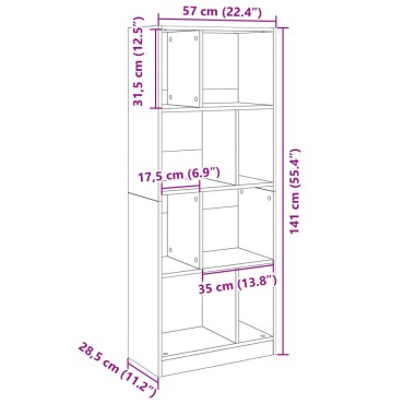 vidaXL Βιβλιοθήκη Λευκή 57x28,5x141cm από Επεξεργασμένο Ξύλο 1 τεμ.