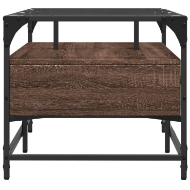 vidaXL Τραπεζάκι Σαλονιού Καφέ Δρυς 98,5x50x45cm με Γυάλινες Πόρτες 1 τεμ.
