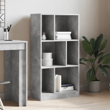 vidaXL Βιβλιοθήκη Γκρι Σκυροδέματος 57x28,5x107,5cm Επεξεργ. Ξύλο 1 τεμ.
