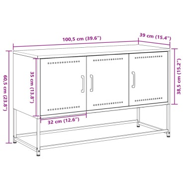 vidaXL Έπιπλο Τηλεόρασης Μαύρο 100,5x39x60,5cm Ατσάλινο