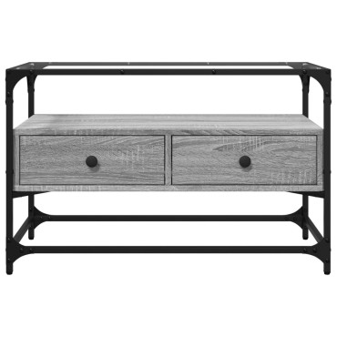 vidaXL Έπιπλο Τηλεόρασης Γυάλ Επιφάνεια Γκρι Sonoma 80x35x51cm Επ Ξύλο