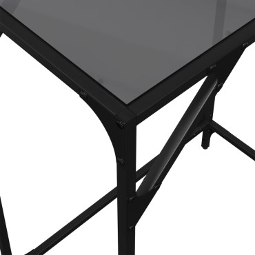vidaXL Τραπέζι Κονσόλα Επιφάνεια Μαύρο Γυαλί 60x35x81cm Ατσάλι