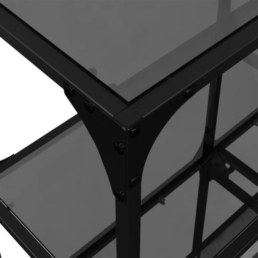 vidaXL Τραπέζι Κονσόλα Επιφάνεια Μαύρο Γυαλί 98x30x81cm Ατσάλι