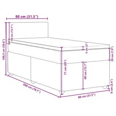 vidaXL Κρεβάτι Boxspring με Στρώμα Σκούρο Γκρι 80x200 εκ. Υφασμάτινο