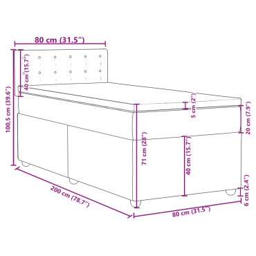 vidaXL Κρεβάτι Boxspring με Στρώμα Σκούρο Γκρι 80x200 εκ. Υφασμάτινο