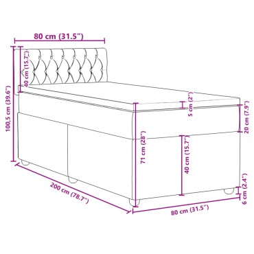 vidaXL Κρεβάτι Boxspring με Στρώμα Σκούρο Γκρι 80x200 εκ. Υφασμάτινο