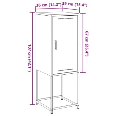 vidaXL Ντουλάπι Μαύρο 36x39x107cm από Ατσάλι 1 τεμ.