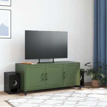 vidaXL Έπιπλο Τηλεόρασης Πράσινο Λαδί 100,5x39x43,5cm από Ατσάλι