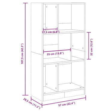 vidaXL Βιβλιοθήκη Καπνιστή Δρυς 57x28,5x107,5cm Επεξεργασμένο Ξύλο 1 τεμ.