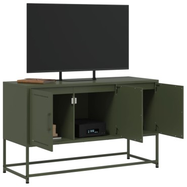 vidaXL Έπιπλο Τηλεόρασης Πράσινο Λαδί 100,5x39x60,5cm από Ατσάλι