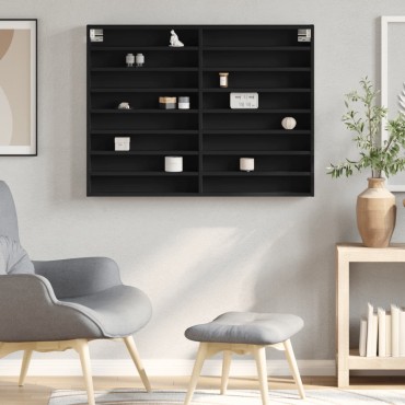 vidaXL Ραφιέρα Μαύρη 100x8,5x75cm από Επεξεργασμένο Ξύλο 1 τεμ.