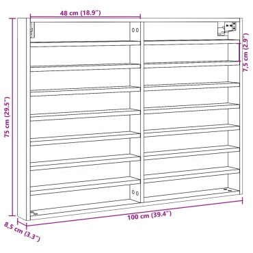 vidaXL Ραφιέρα Μαύρη 100x8,5x75cm από Επεξεργασμένο Ξύλο 1 τεμ.