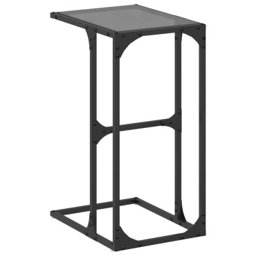 vidaXL Βοηθητικό Τραπέζι με Μαύρο Γυαλί 40x30x61,5cm Ατσάλι 1 τεμ.