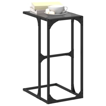 vidaXL Βοηθητικό Τραπέζι με Μαύρο Γυαλί 40x30x61,5cm Ατσάλι 1 τεμ.