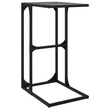 vidaXL Βοηθητικό Τραπέζι με Μαύρο Γυαλί 40x30x61,5cm Ατσάλι 1 τεμ.