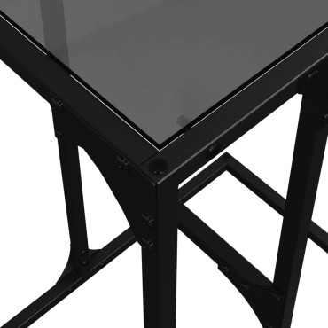vidaXL Βοηθητικό Τραπέζι με Μαύρο Γυαλί 40x30x61,5cm Ατσάλι 1 τεμ.