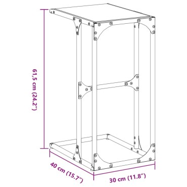 vidaXL Βοηθητικό Τραπέζι με Μαύρο Γυαλί 40x30x61,5cm Ατσάλι 1 τεμ.