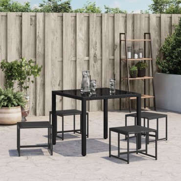 vidaXL Σκαμπό Κήπου 4 τεμ. Μαύρα από Ατσάλι και Textilene 40x40cm
