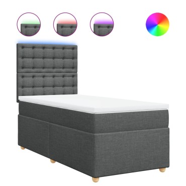 vidaXL Κρεβάτι Boxspring με Στρώμα Σκούρο Γκρι 80x200 εκ. Υφασμάτινο
