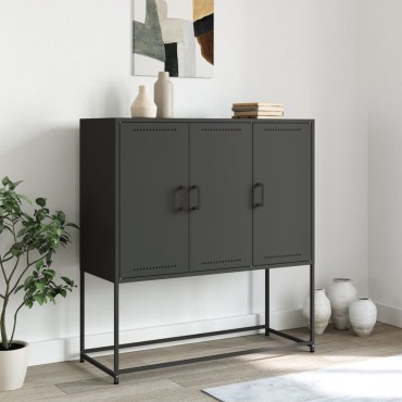 vidaXL Μπουφές Μαύρος 100,5x39x107cm Ατσάλινος 1 τεμ.