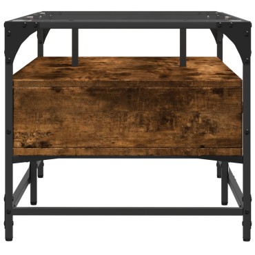 vidaXL Τραπεζάκι Σαλονιού Καπνιστή Δρυς 98,5x50x45cm Γυάλινες Πόρτες 1 τεμ.