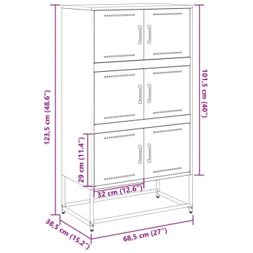 vidaXL Ντουλάπι Πράσινο Λαδί 68,5x38,5x123,5cm από Ατσάλι 1 τεμ.