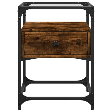 vidaXL Κομοδίνο Καπνιστή Δρυς 40x40x55cm από Επεξεργασμένο Ξύλο 1 τεμ.