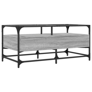 vidaXL Τραπεζάκι Σαλονιού Sonoma Γκρι 98,5x50x45cm με Γυάλινες Πόρτες 1 τεμ.