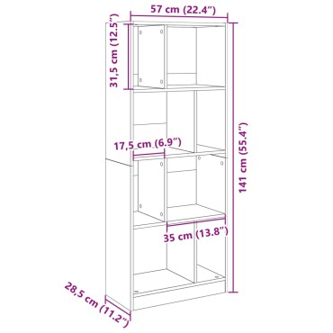 vidaXL Βιβλιοθήκη Καφέ Δρυς 57x28,5x141cm από Επεξεργασμένο Ξύλο 1 τεμ.
