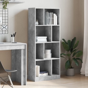 vidaXL Βιβλιοθήκη Γκρι Σκυροδέματος 57x28,5x141cm Επεξεργ. Ξύλο 1 τεμ.