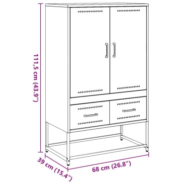 vidaXL Ντουλάπι Πράσινο Λαδί 68x39x111,5cm από Ατσάλι 1 τεμ.