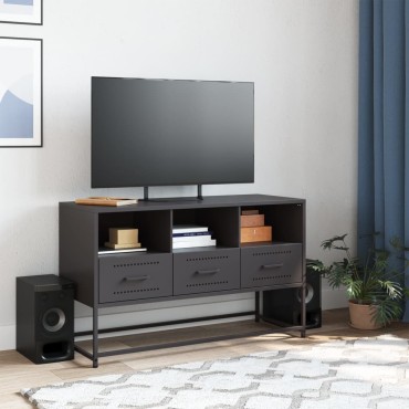 vidaXL Έπιπλο Τηλεόρασης Μαύρο 100,5x39x60,5cm Ατσάλινο