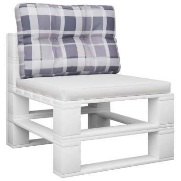 vidaXL Μαξιλάρι Παλέτας Γκρι Καρό 50x40x12cm Υφασμάτινο