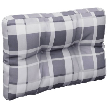 vidaXL Μαξιλάρι Παλέτας Γκρι Καρό 50x40x12cm Υφασμάτινο