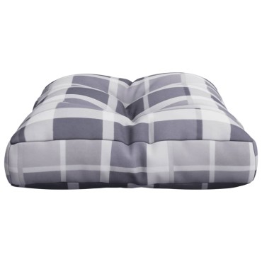 vidaXL Μαξιλάρι Παλέτας Γκρι Καρό 50x40x12cm Υφασμάτινο