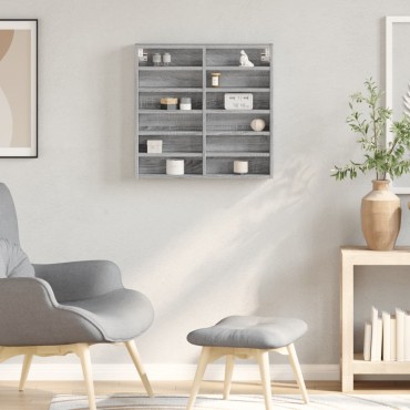vidaXL Βιτρίνα Γκρι Sonoma 60x8,5x58cm από Επεξεργασμένο Ξύλο