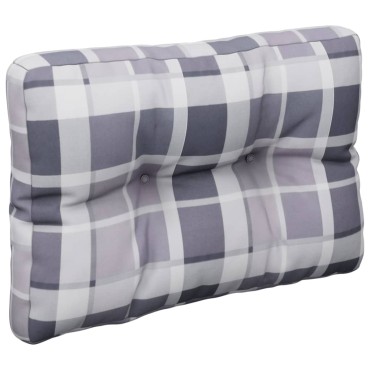 vidaXL Μαξιλάρι Παλέτας Γκρι Καρό 60x40x12cm Υφασμάτινο