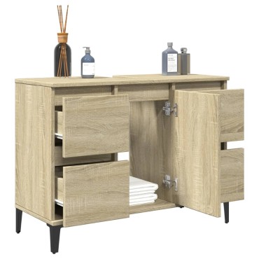 vidaXL Ντουλάπι Νιπτήρα Sonoma Δρυς 80x33x60cm Επεξεργασμένο Ξύλο 1 τεμ.