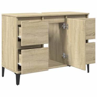 vidaXL Ντουλάπι Νιπτήρα Sonoma Δρυς 80x33x60cm Επεξεργασμένο Ξύλο 1 τεμ.