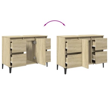 vidaXL Ντουλάπι Νιπτήρα Sonoma Δρυς 80x33x60cm Επεξεργασμένο Ξύλο 1 τεμ.